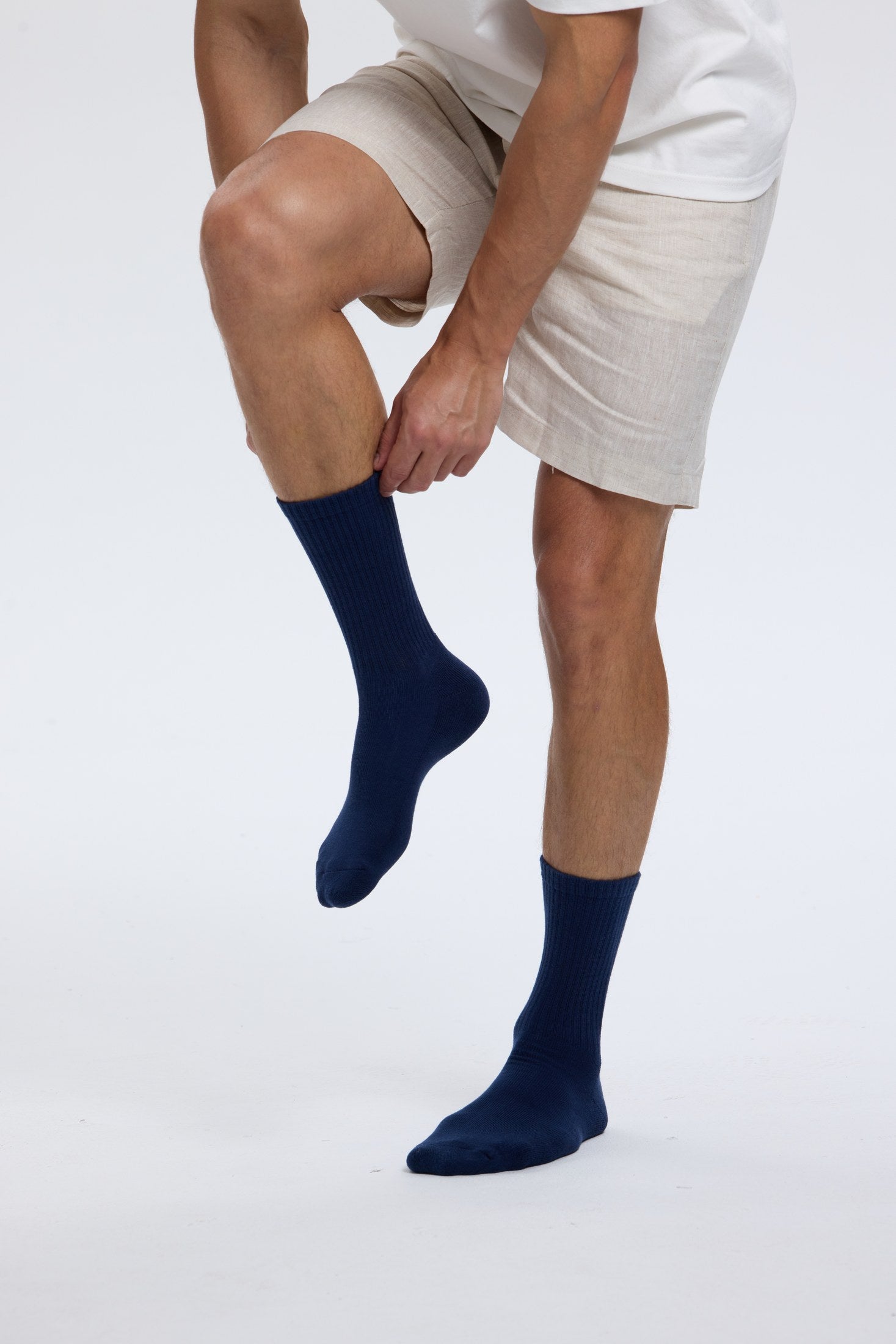 Navy Base Supply crew socks worn in motion